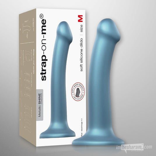 Mono Density Metallic Shine Soft Silicone Dildo Blue Unboxed