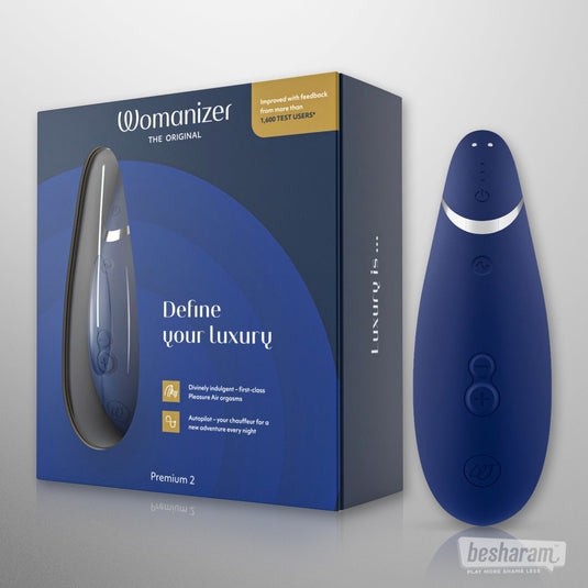 Womanizer Premium 2 Clitoral Vibrator Blueberry Unboxed