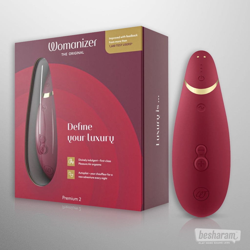 Womanizer Premium 2 Clitoral Vibrator Unboxed Bordeaux