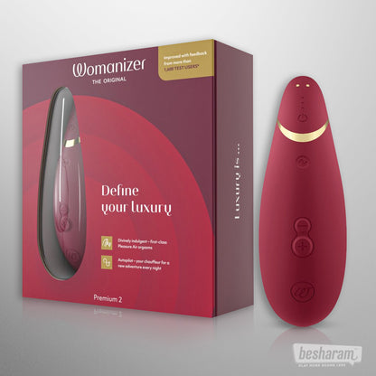 Womanizer Premium 2 Clitoral Vibrator Unboxed Bordeaux